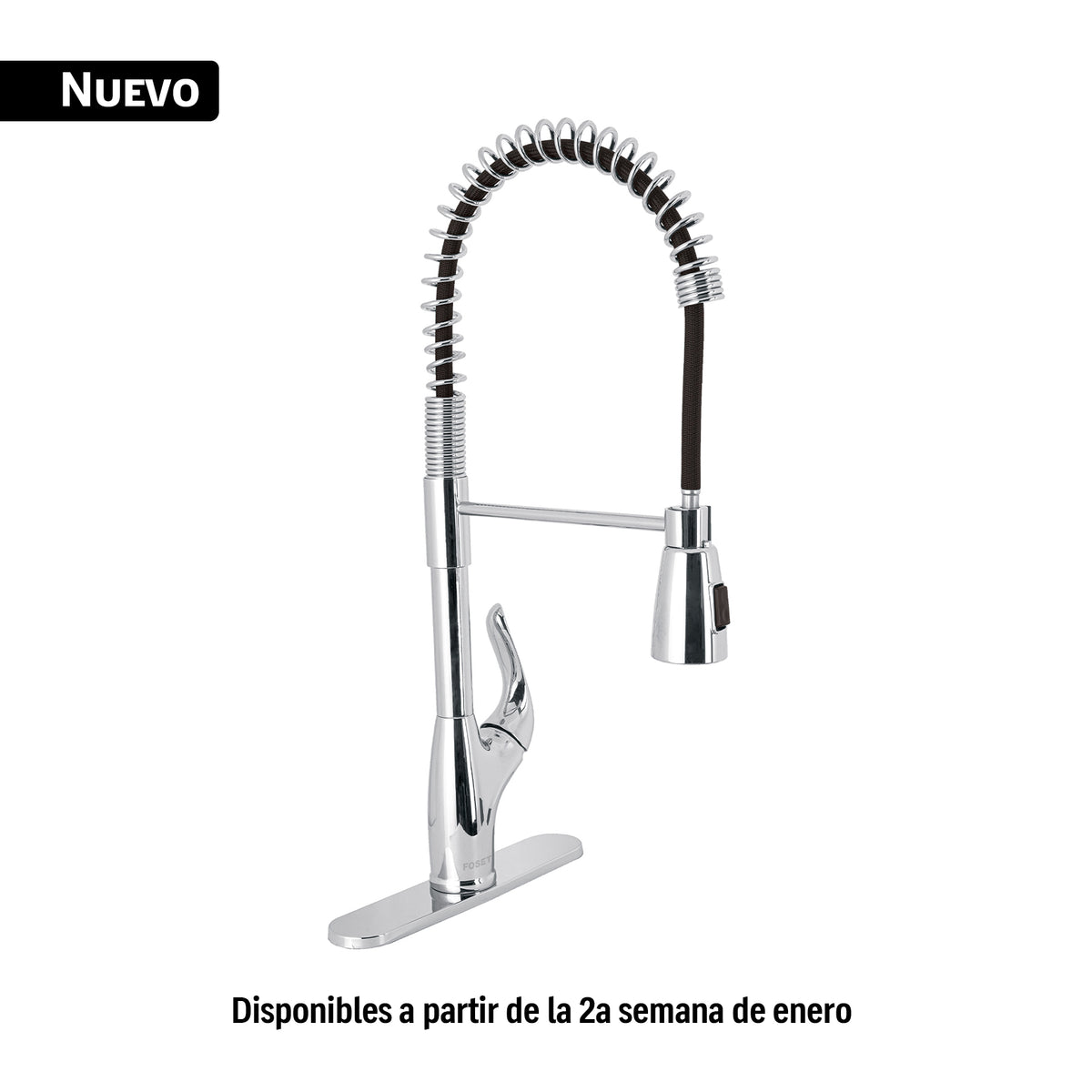 Monomando fregadero cromo, semi profesional, FOSET AERO