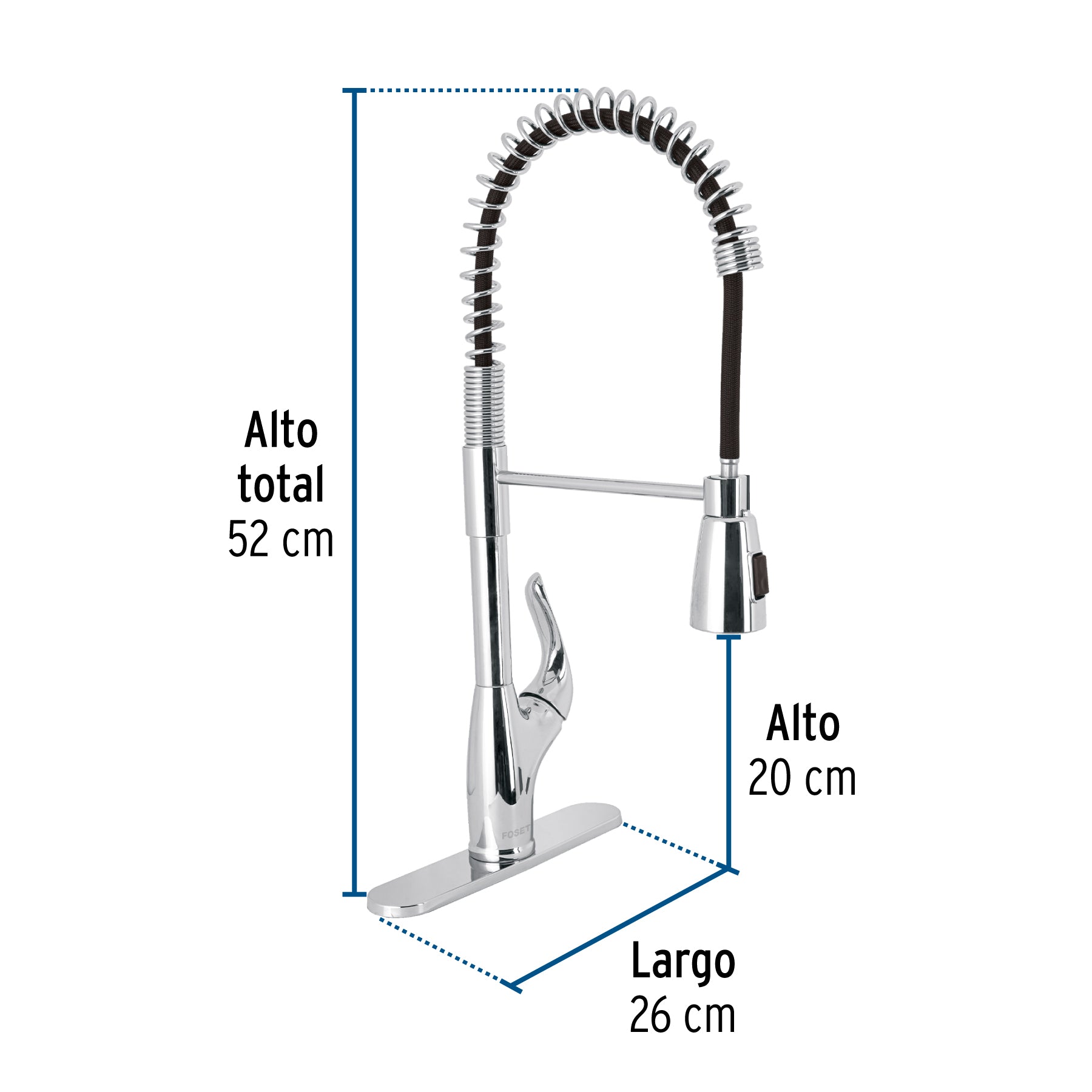 Monomando fregadero cromo, semi profesional, FOSET AERO