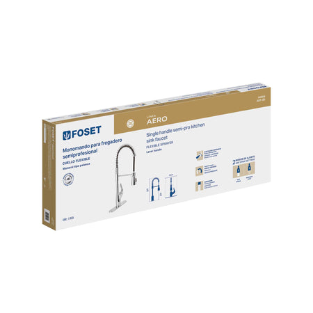 Monomando fregadero cromo, semi profesional, FOSET AERO