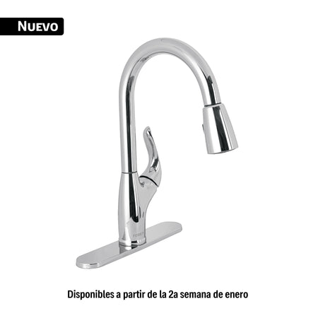 Monomando nariz retráctil para fregadero, cromo, FOSET AERO