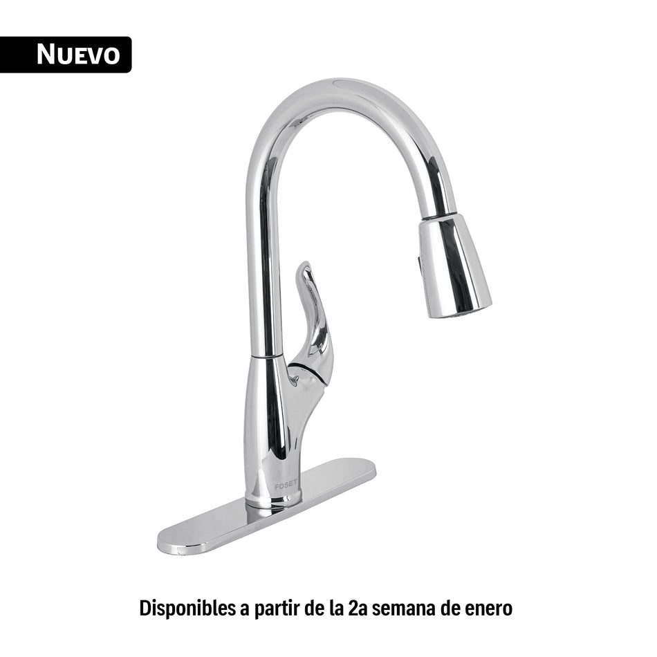 Monomando nariz retráctil para fregadero, cromo, FOSET AERO
