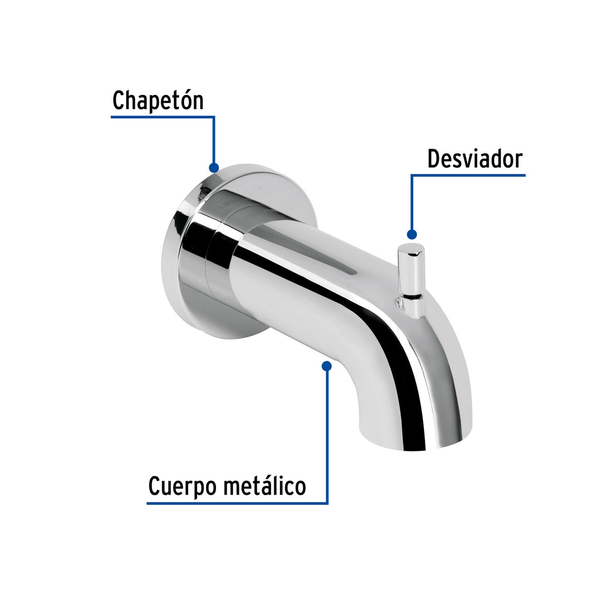 Salida de tina con desviador, cromo, FOSET AERO