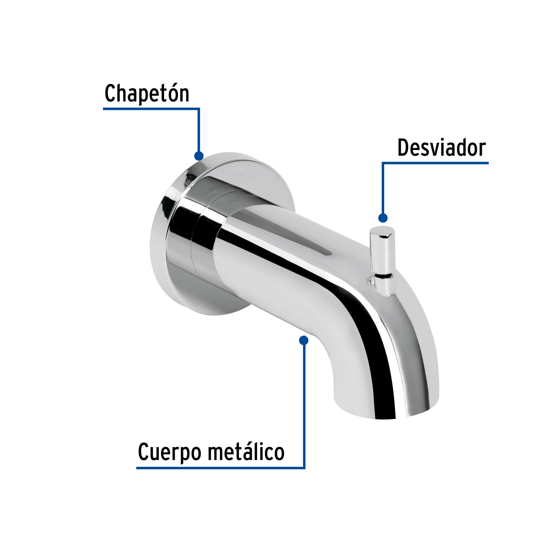 Salida de tina con desviador, cromo, FOSET AERO