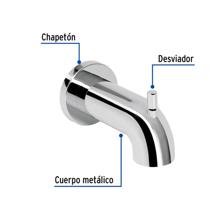 Salida de tina con desviador, cromo, FOSET AERO