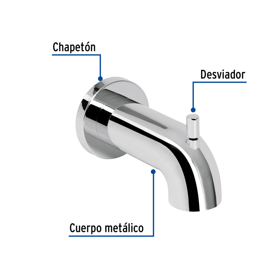 Salida de tina con desviador, cromo, FOSET AERO