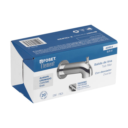 Salida de tina con desviador, cromo, FOSET AERO