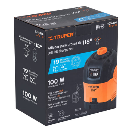 Afilador electrico para brocas con punta 118° Truper