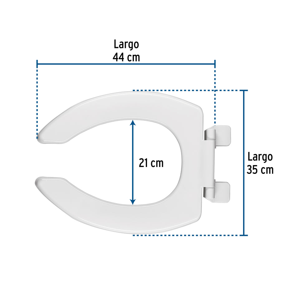 Asiento alargado sin tapa para taza fluxometro blancoFOSET