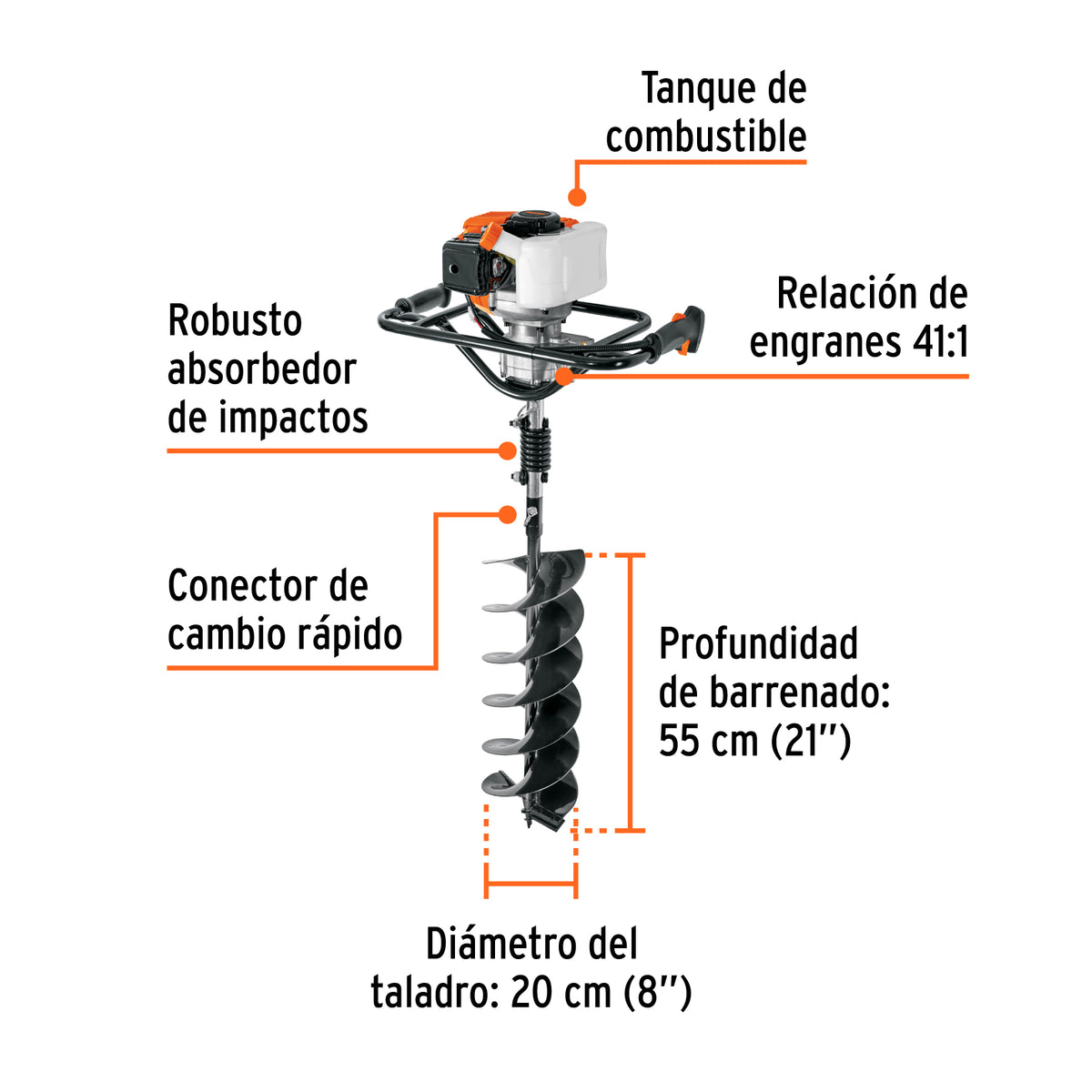 Ahoyadora/motoperforadora a gasolina 52 cc TRUPER
