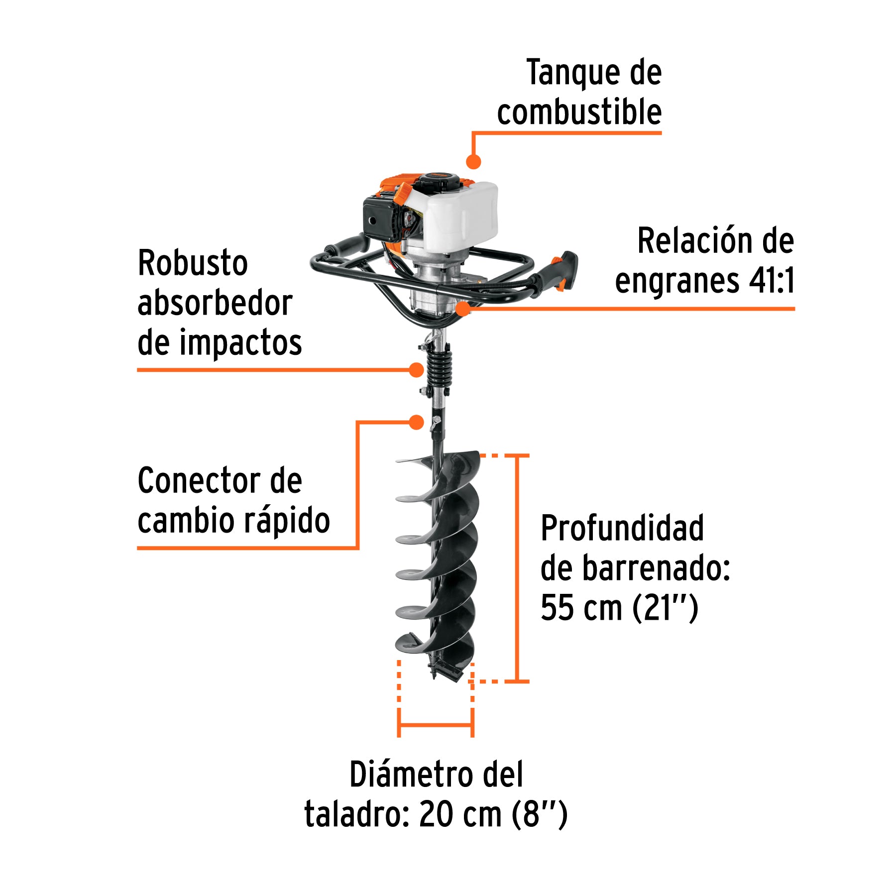 Ahoyadora/motoperforadora a gasolina 52 cc TRUPER