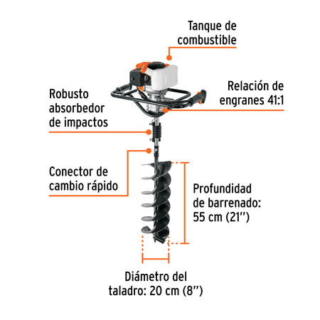 Ahoyadora/motoperforadora a gasolina 52 cc TRUPER