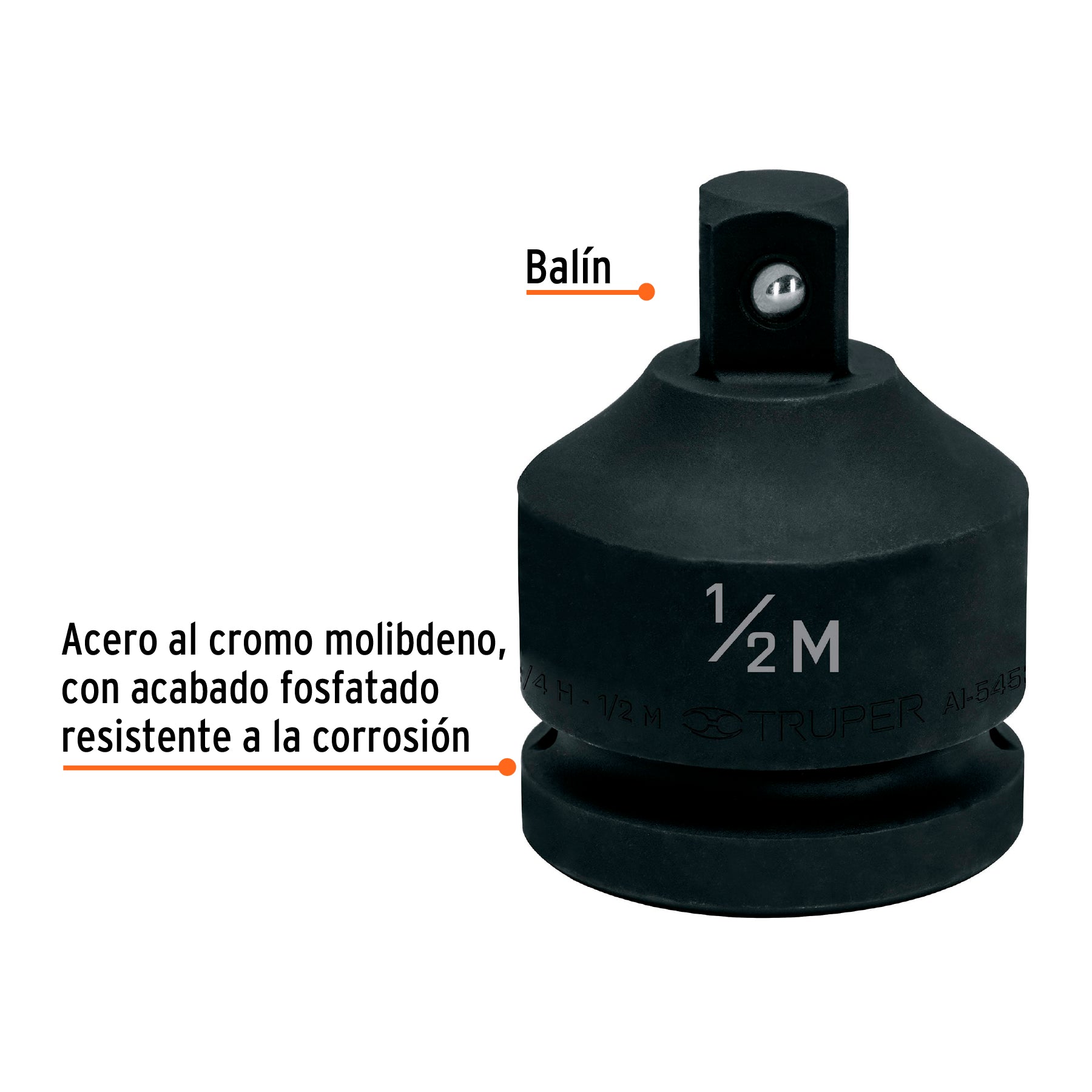 Adaptador de Impacto 3/4" (H) x 1/2" (M) Truper