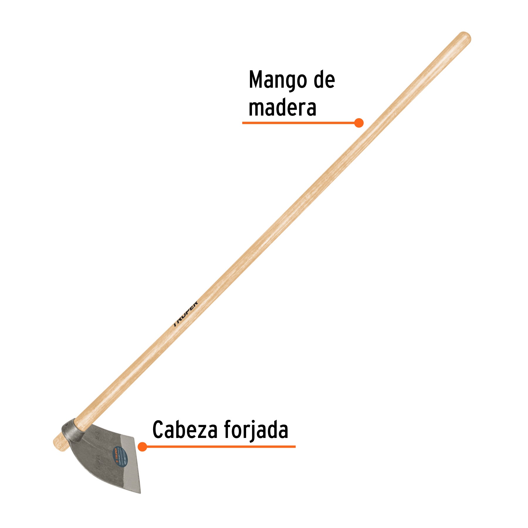 Azadón Lane No. 3 de 2.1 lb, mango madera de 54', TRUPER