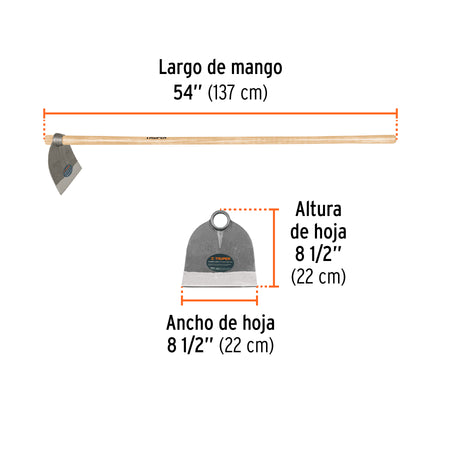 Azadón Lane No. 3 de 2.1 lb, mango madera de 54', TRUPER