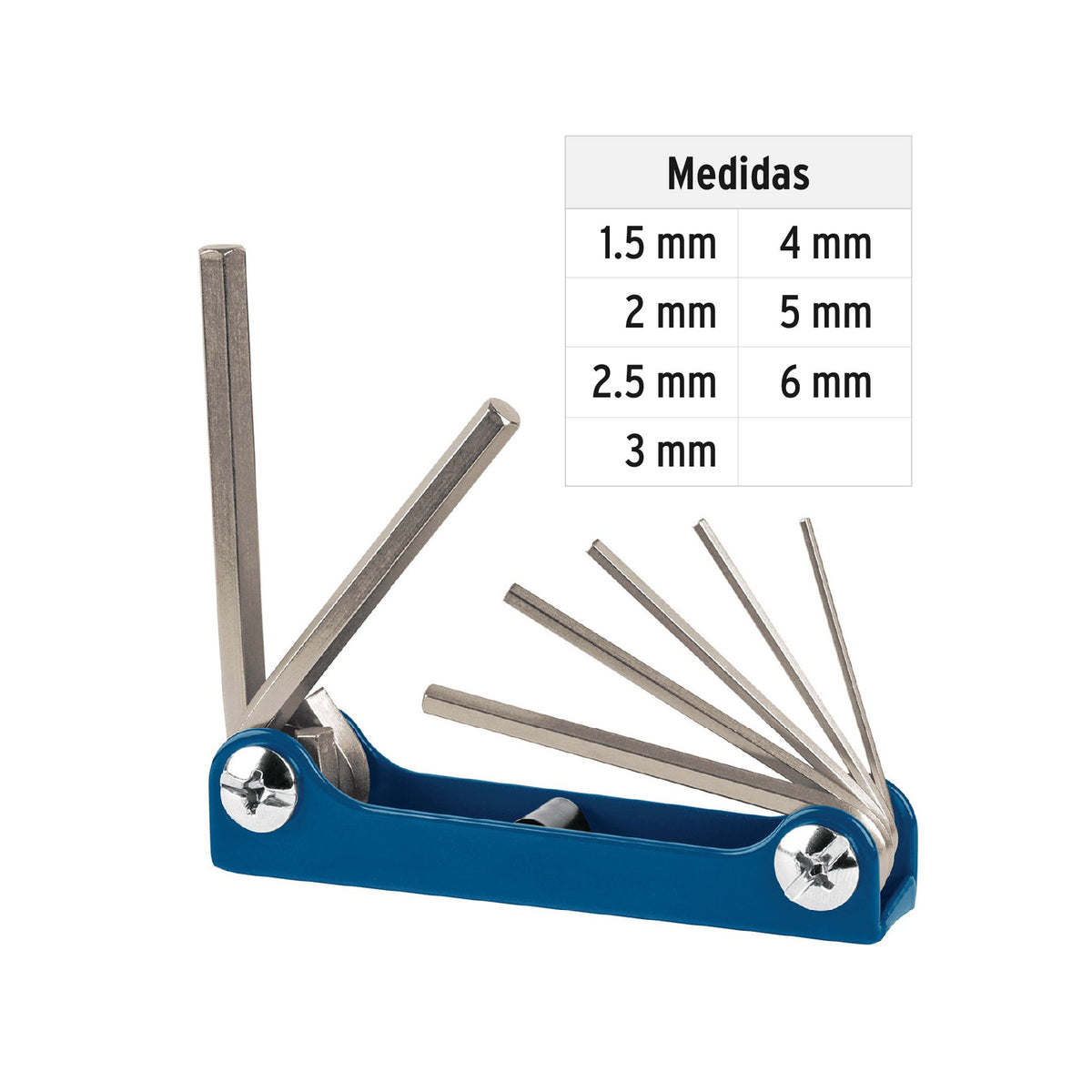 Juego de 7 llaves allen mm tipo navaja, cuerpo de lámina