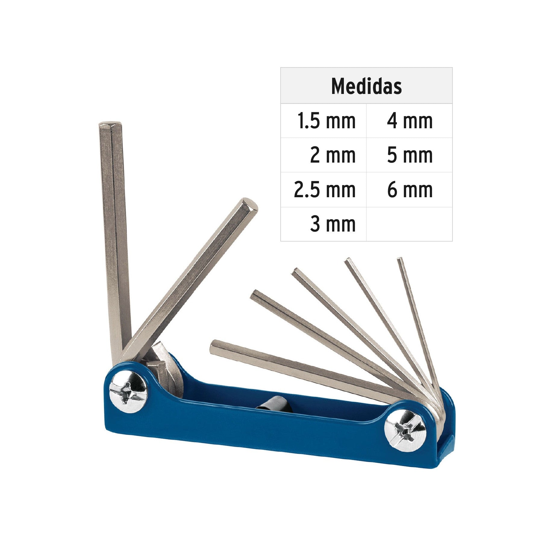 Juego de 7 llaves allen mm tipo navaja, cuerpo de lámina