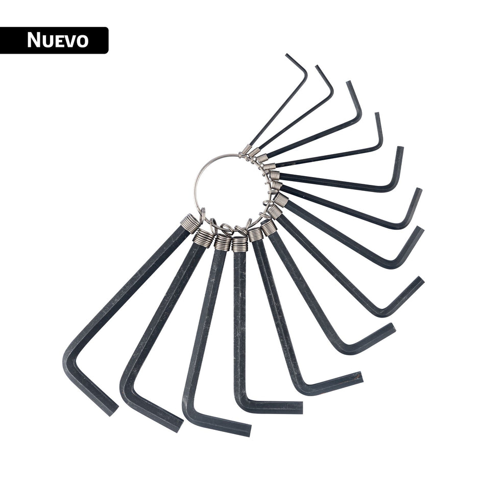 Juego de 14 llaves hexagonales mixtas, tipo llavero, PRETUL