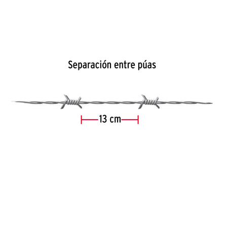 Rollo de alambre de púas 360m calibre 15.5, FIERO