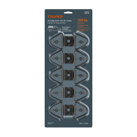 Blister con 10 anclajes para redes de carga de 3.5 ton.
