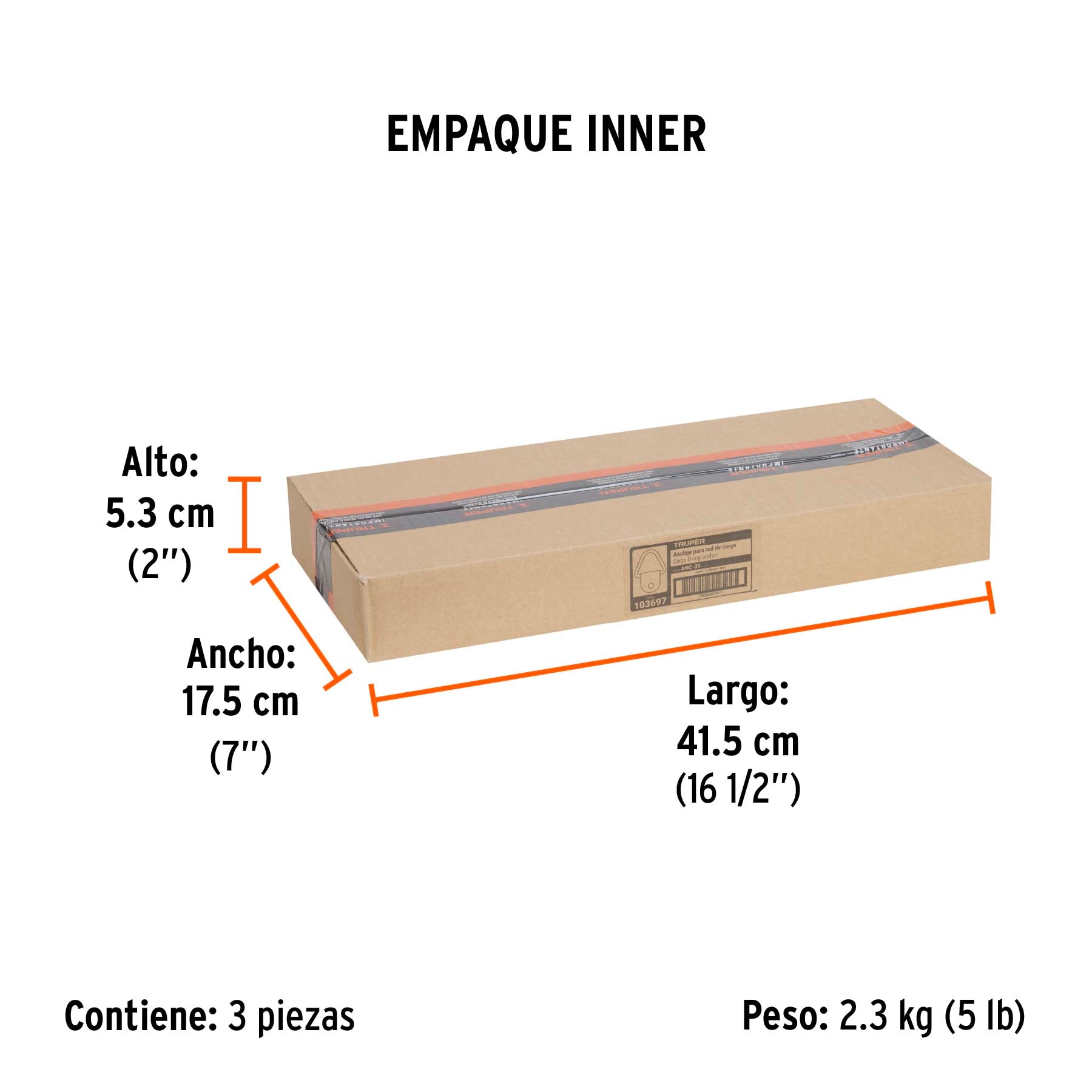 Blister con 10 anclajes para redes de carga de 3.5 ton.