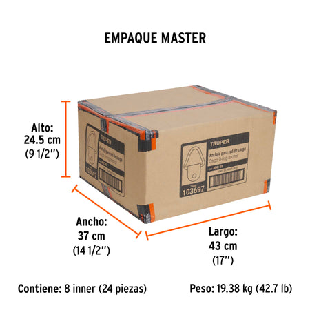 Blister con 10 anclajes para redes de carga de 3.5 ton.