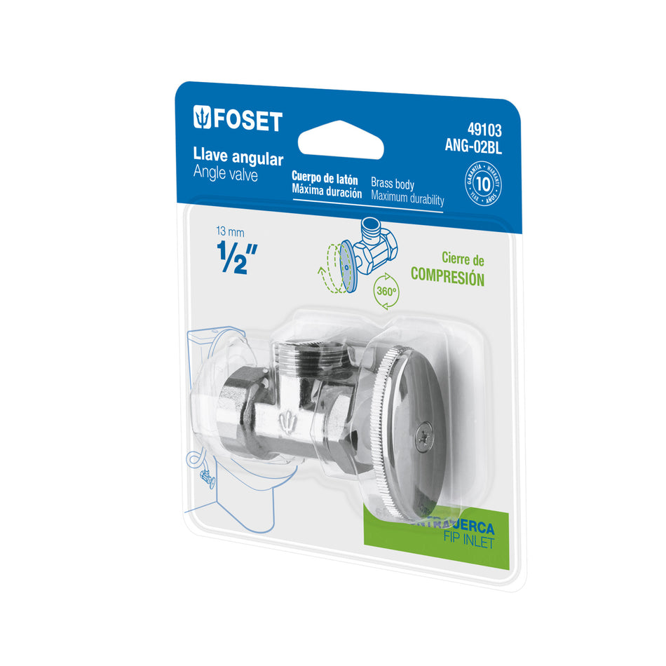 Llave angular 1/2" multivuelta roscable blister FOSET