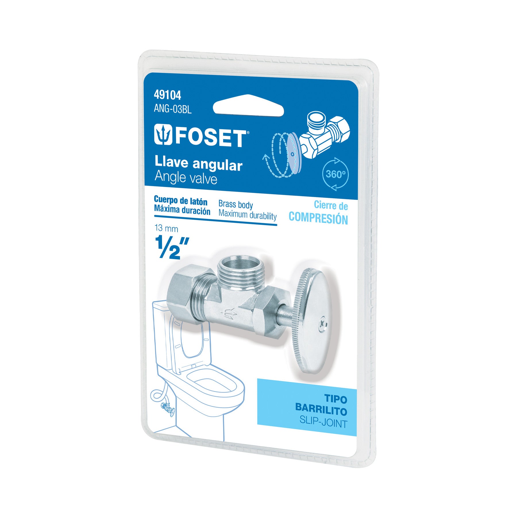 Llave angular 1/2" multivuelta barrilito blister FOSET