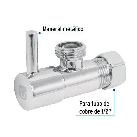 Llave angular 1/2"1/4 de vuelta barrilito maneral palanca