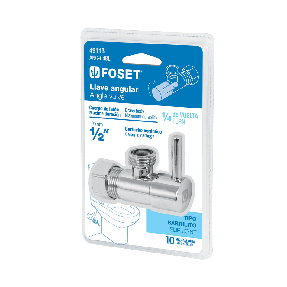 Llave angular 1/2"1/4 de vuelta barrilito maneral palanca