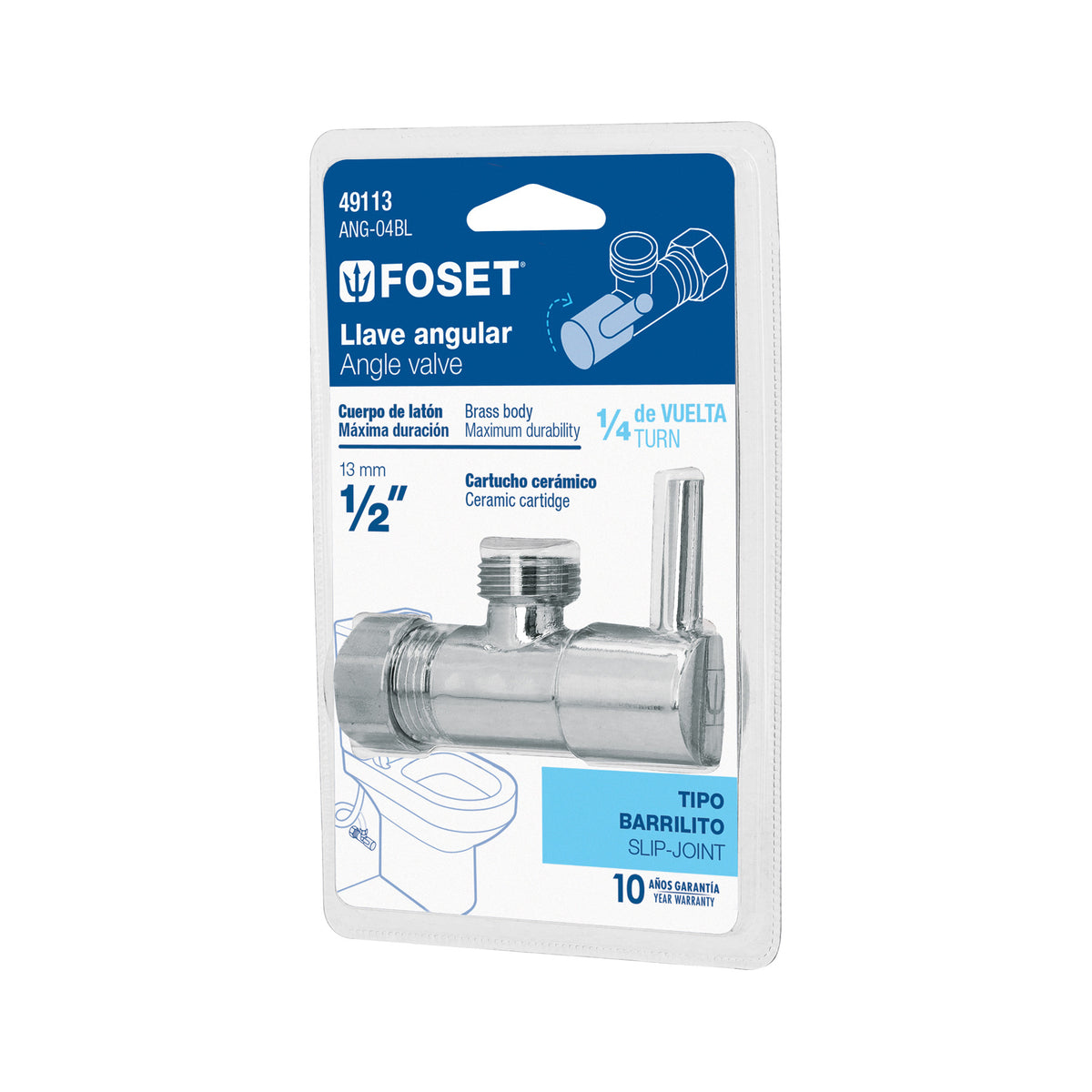 Llave angular 1/2"1/4 de vuelta barrilito maneral palanca