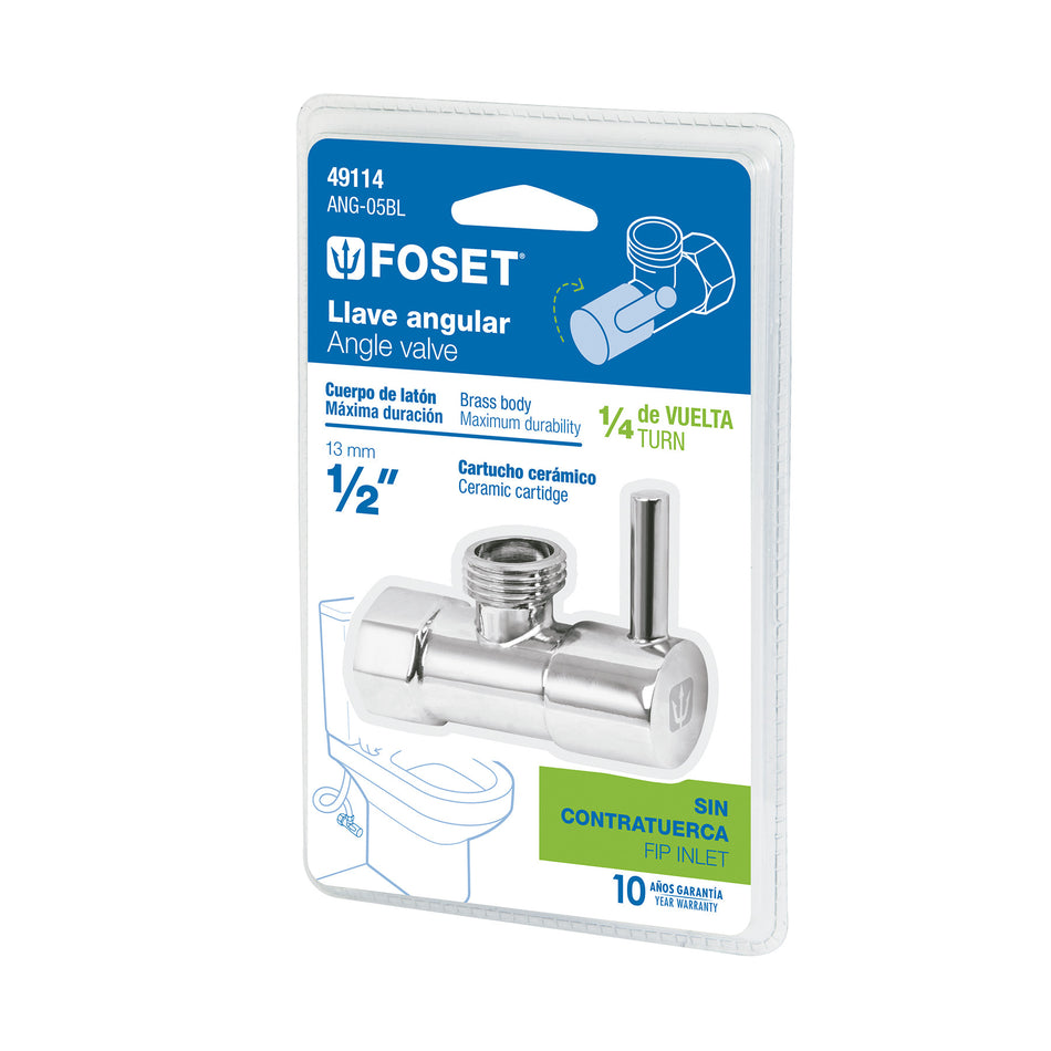 Llave angular 1/2"1/4 de vuelta roscable maneral palanca