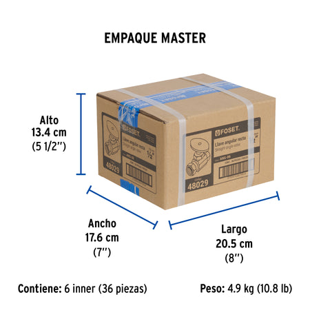 Llave angular recta 1/2"multivuelta roscable FOSET