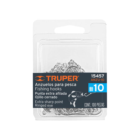 Blister con 100 anzuelos para pesca Truper #10