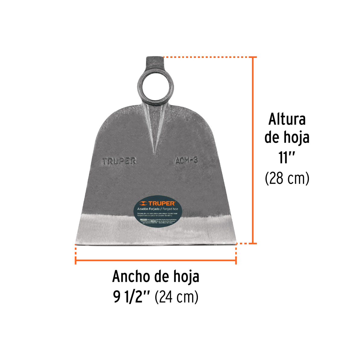 Azadón oreja y martillo No. 3 de 3.3 lb, sin mango, TRUPER