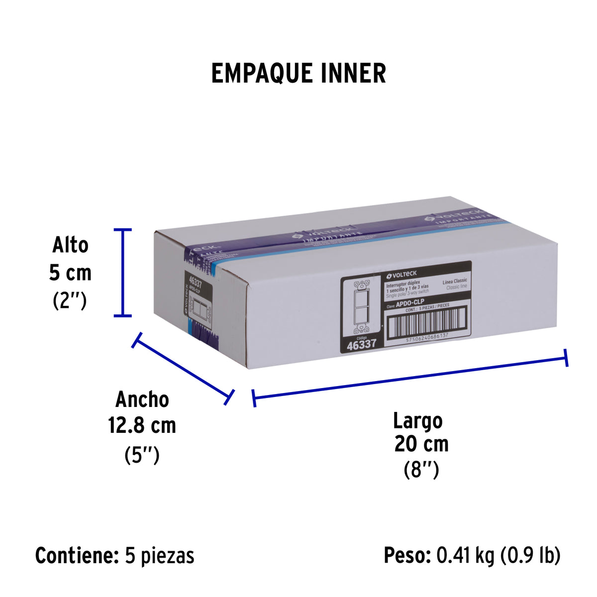 Interruptor dúplex, 1 sencillo y 1 de 3 vías, línea Classic