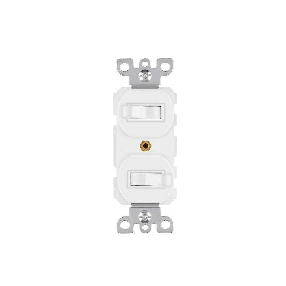 Interruptor dúplex de palanca, Standard, blanco, Volteck