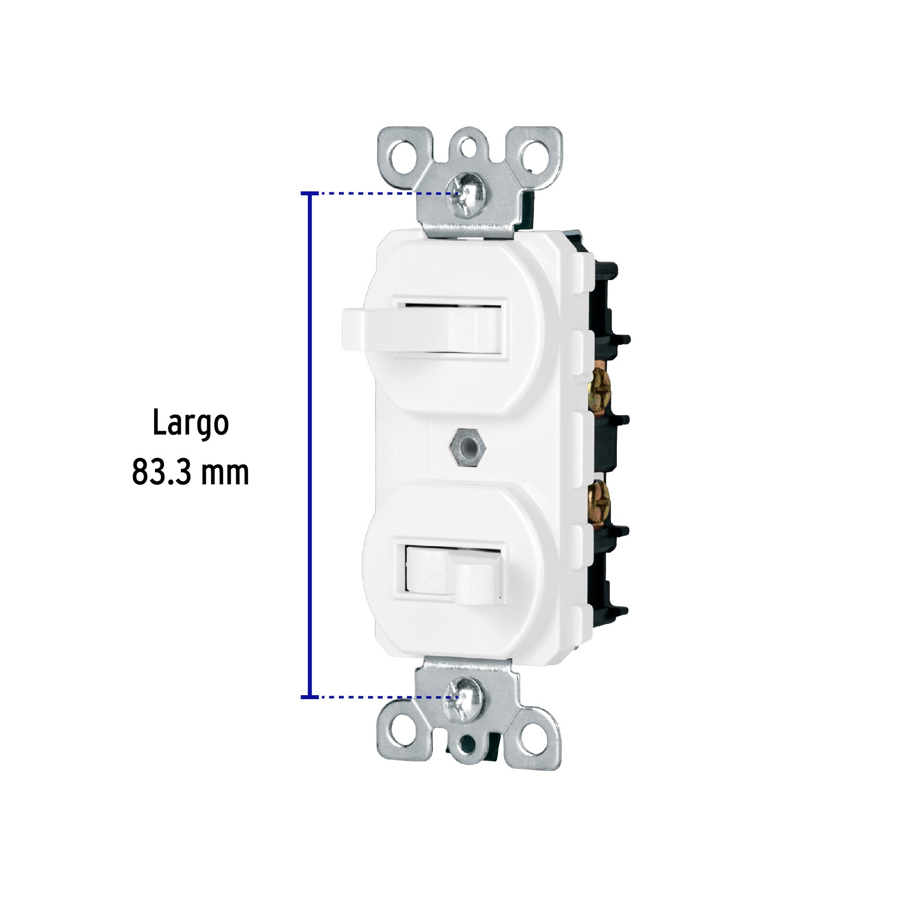 Interruptor dúplex de palanca, Standard, blanco, Volteck