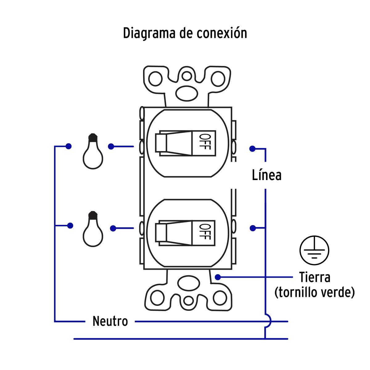 Interruptor dúplex de palanca, Standard, blanco, Volteck
