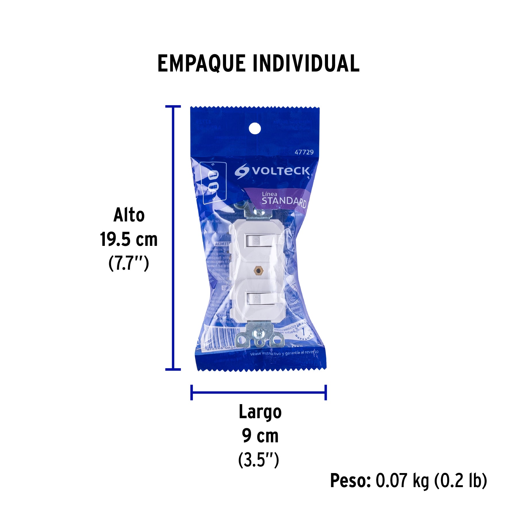 Interruptor dúplex de palanca, Standard, blanco, Volteck