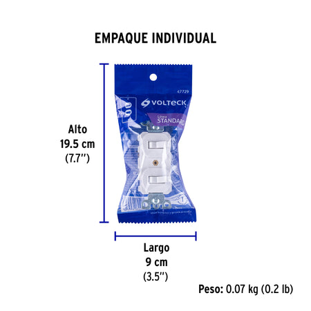 Interruptor dúplex de palanca, Standard, blanco, Volteck