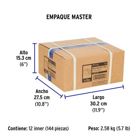 Interruptor de 3 vías, marfil, línea Volteck Basic