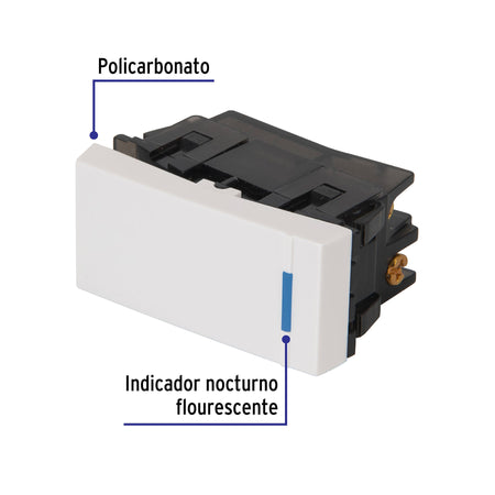 Interruptor de 3 vías, 1 módulo, línea Española,color blanco