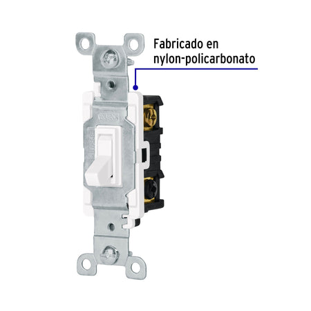 Interruptor vertical de palanca, 3 vías, Standard, blanco