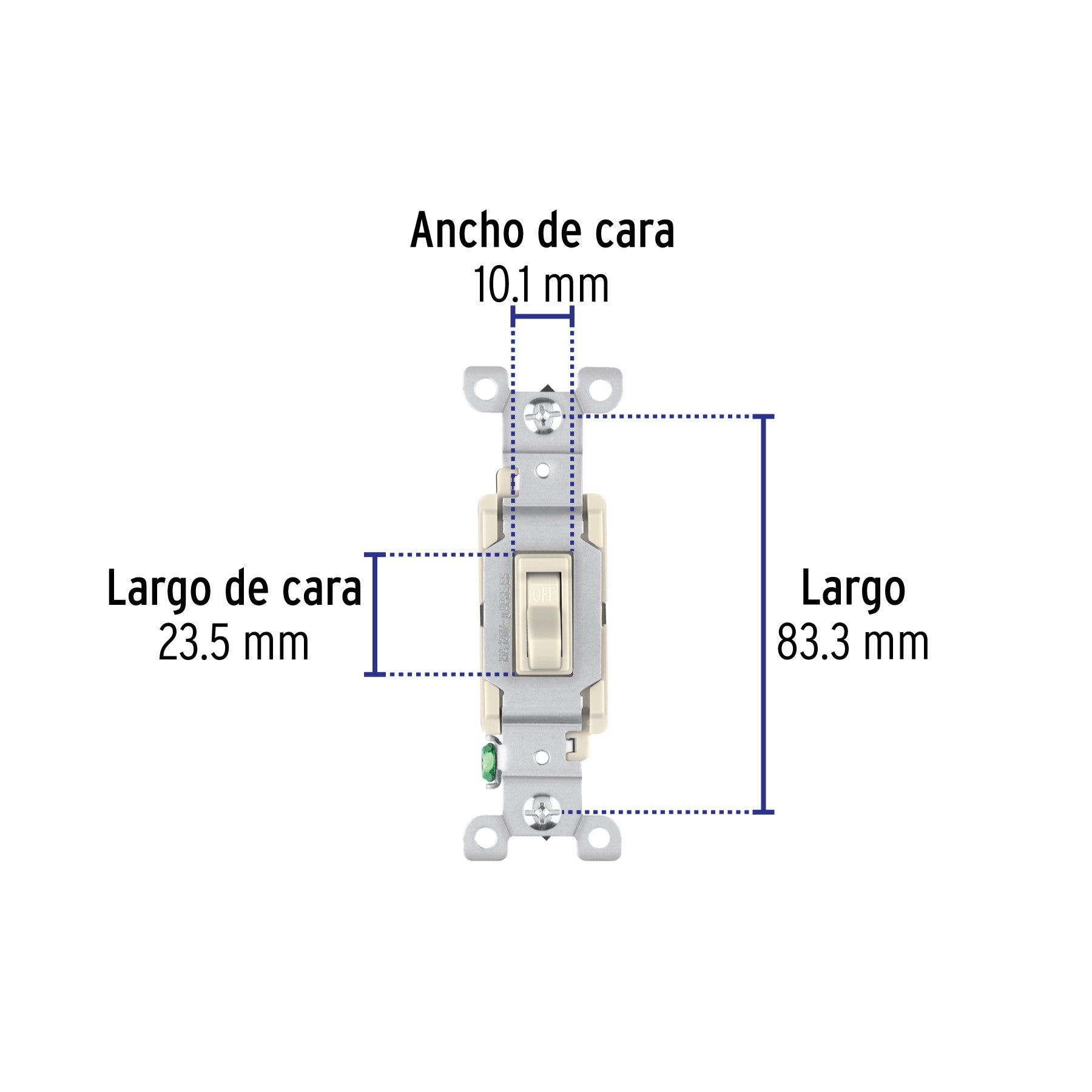 Interruptor vertical de palanca, 3 vías, Standard, marfil