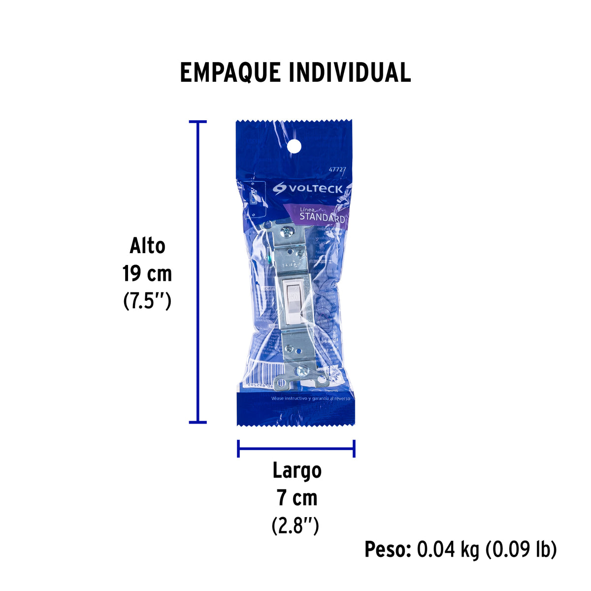 Interruptor vertical de palanca, Standard, blanco, Volteck