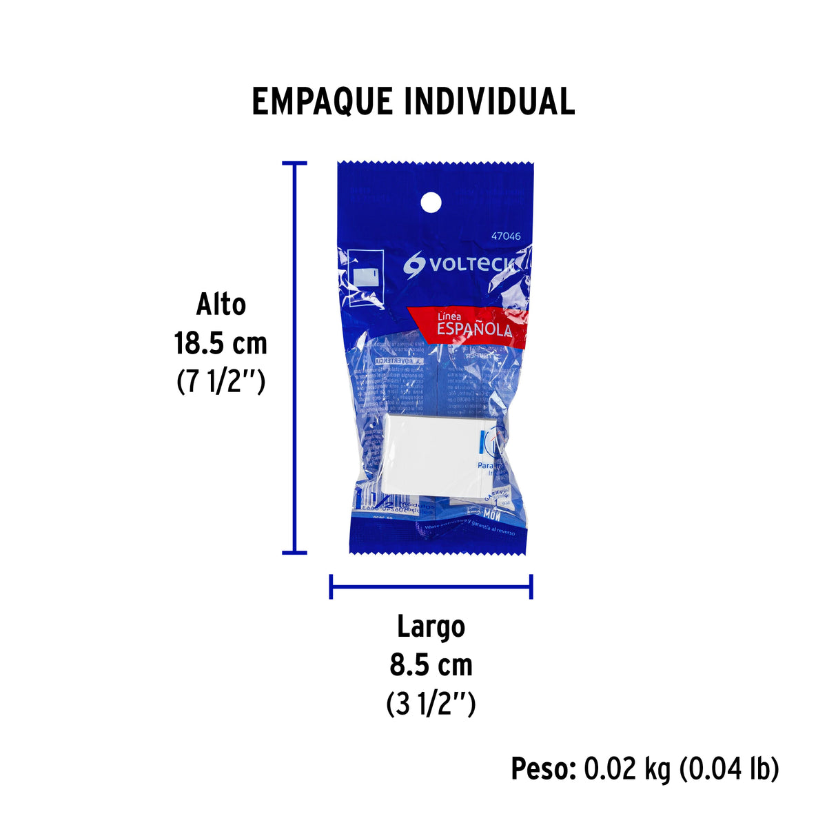 Interruptor sencillo 1.5 módulos,línea Española,color blanco