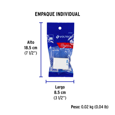 Interruptor sencillo 1.5 módulos,línea Española,color blanco