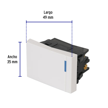 Interruptor de 3 vías, 1.5 módulos, línea Española, blanco