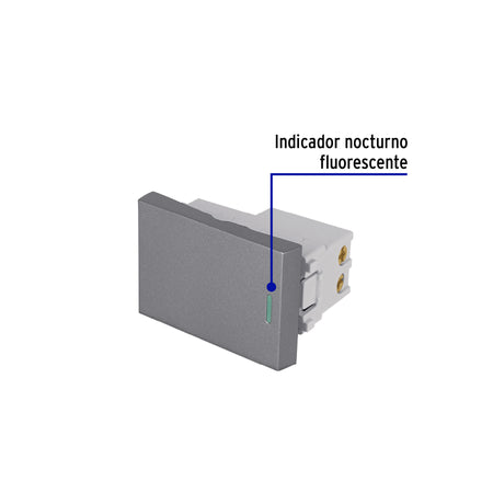 Interruptor 3 vías acero inox de 1.5 módulos, línea Lisboa