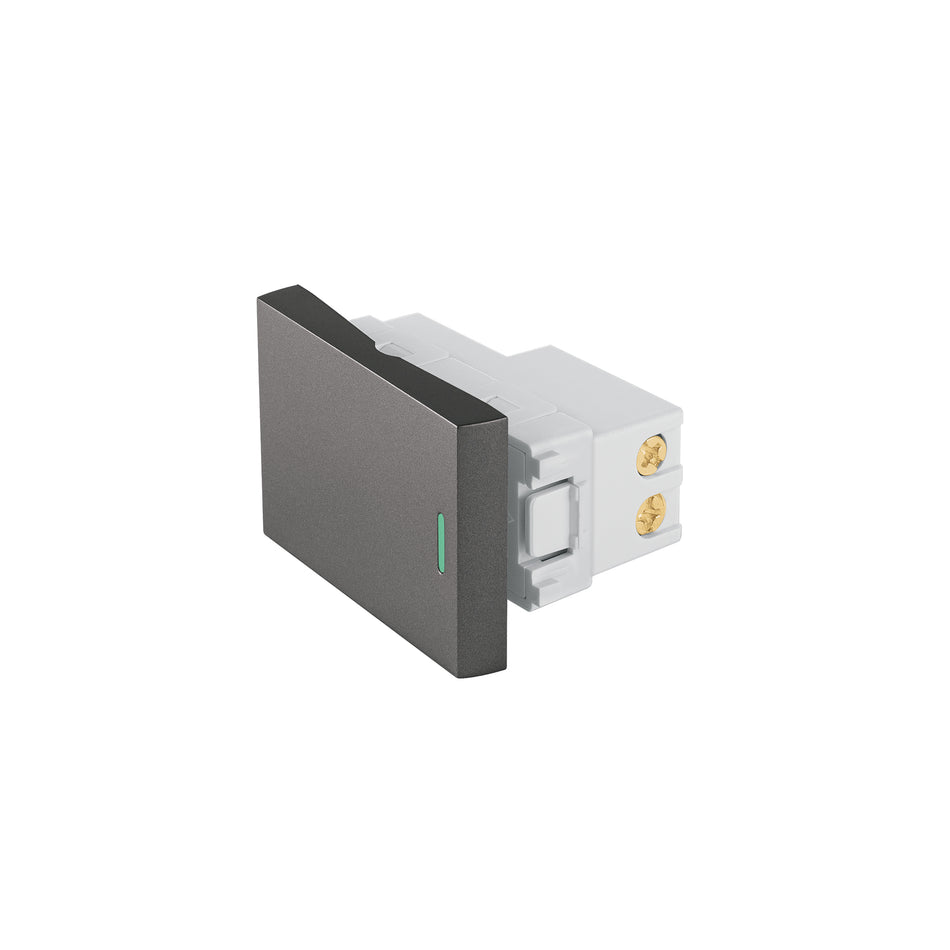 Interruptor sencillo acero inox de 1.5 módulos, línea Lisboa